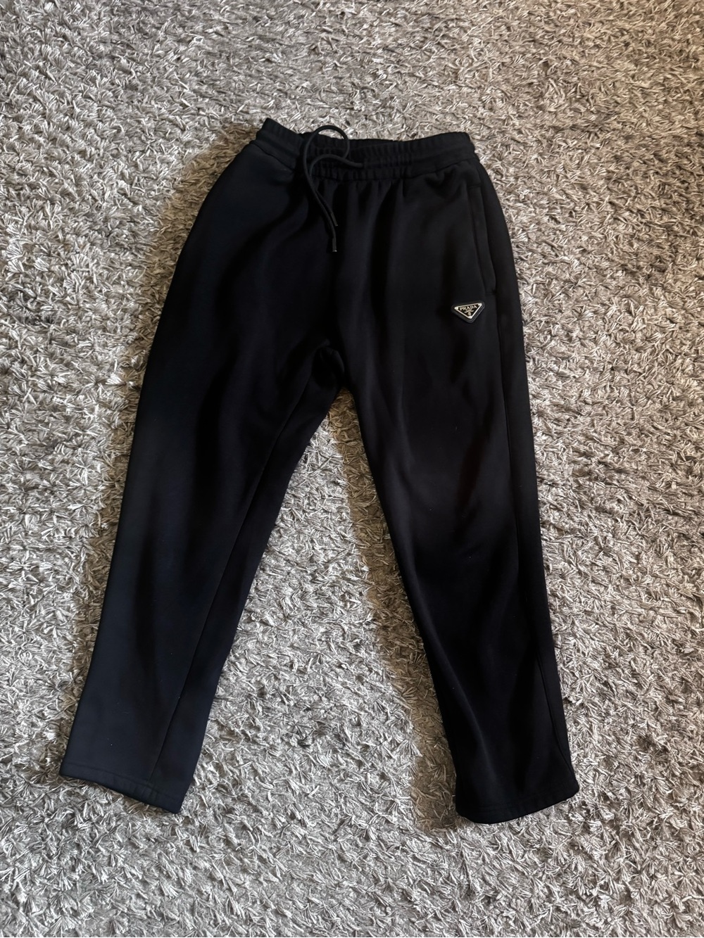 Prada Black Men's Jogger Sweatpants with Logo Patch